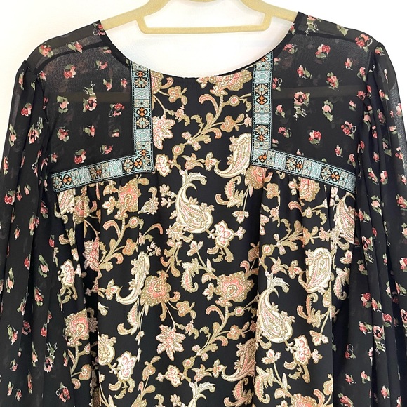 Entro Black Floral Boho Paisley Fall Core Dress - Picture 7 of 15